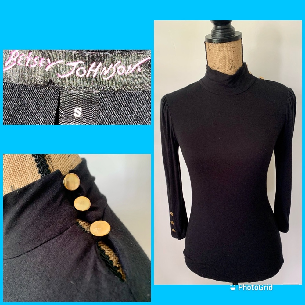 Betsey Johnson Mock Turtle Neck Jersey Knit Top